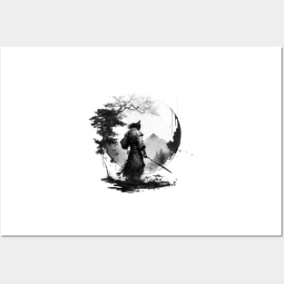 Sumi-e art samurai Posters and Art